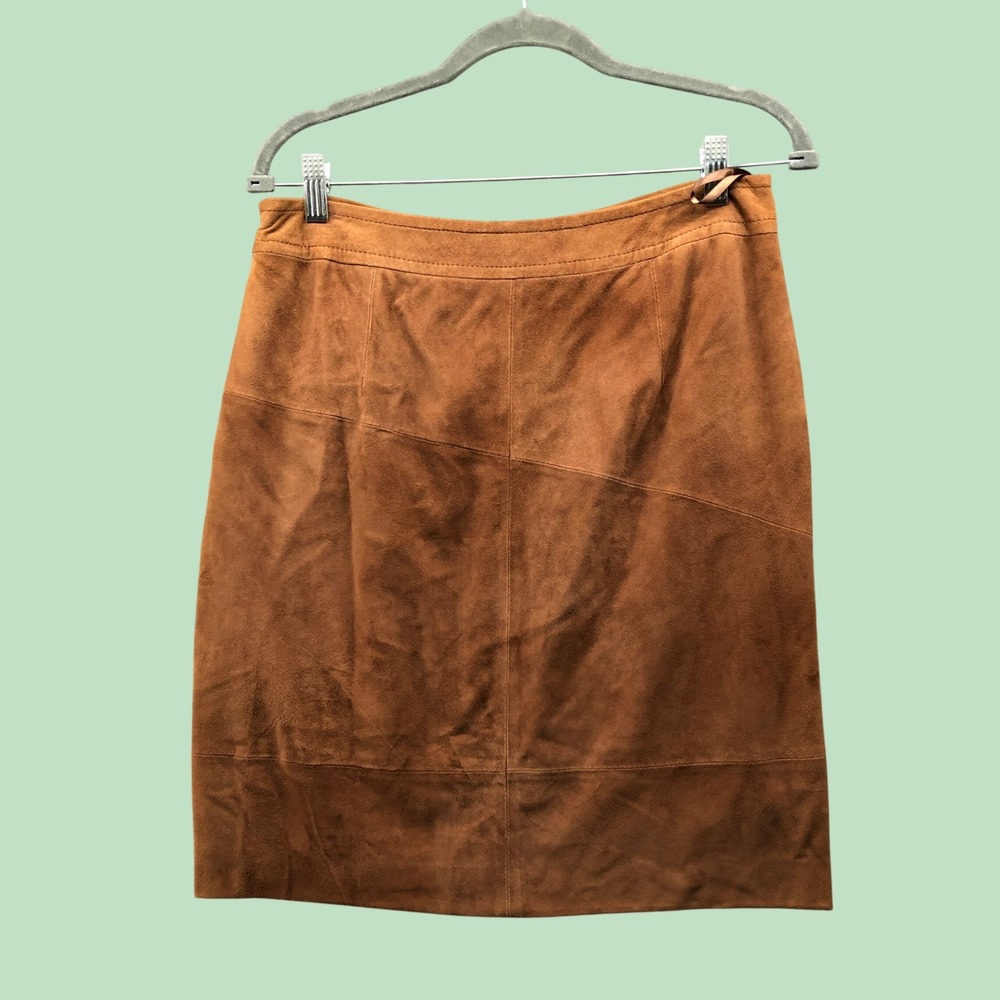 Brooks Brothers Genuine Goat Suede Knee Length Pencil Skirt Size 8 Western 70s